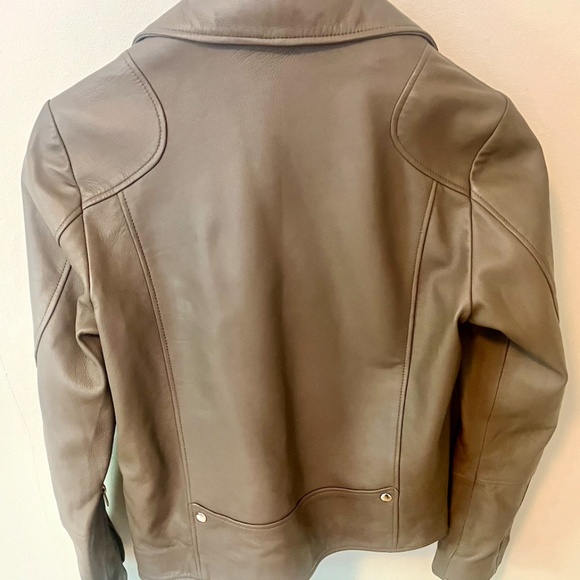 New Mens Bolongaro Trevor Olive Leather Moto Jacket L Sheep - Picture 4 of 9